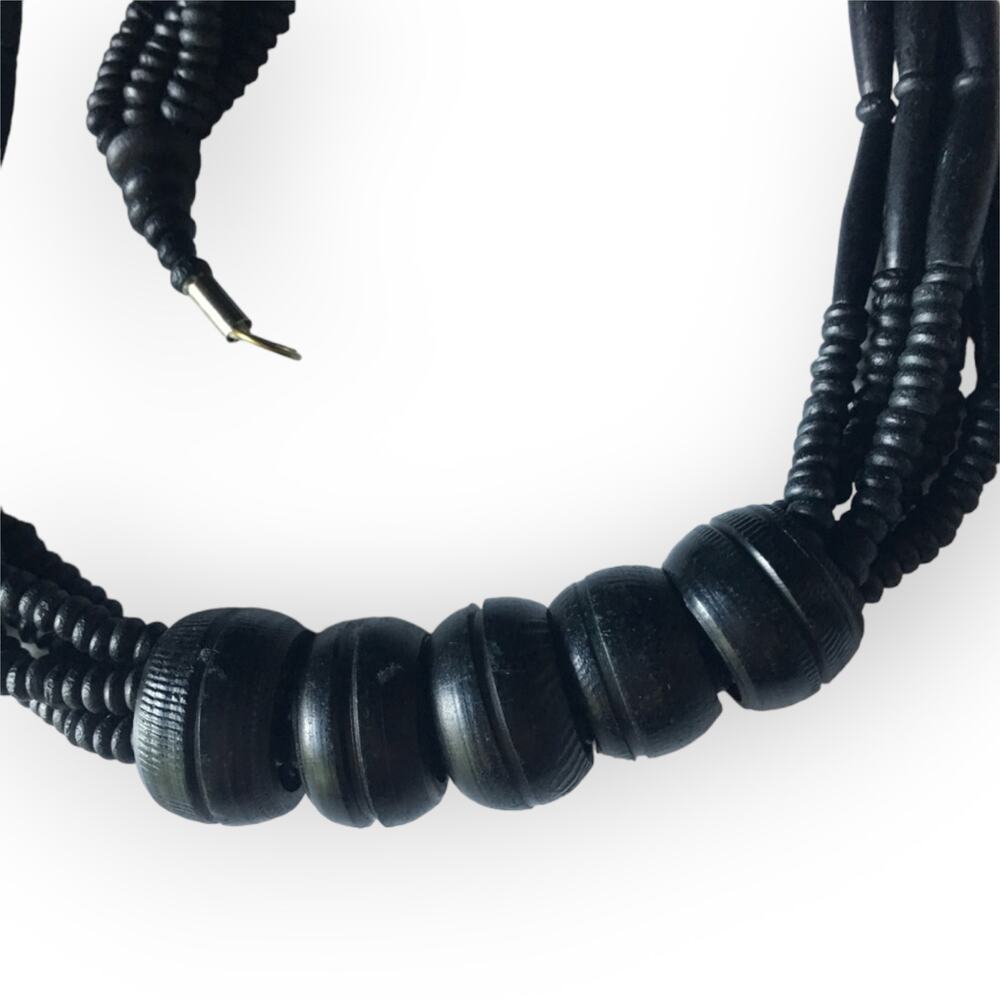 Chunky black natural materials statement necklace